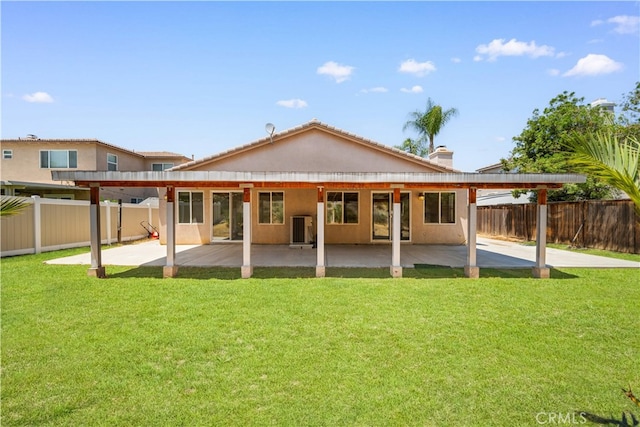 28677 Sunridge Ct, Menifee, CA 92584 - rear view of property with a fenced backyard, a patio area, and a chimney