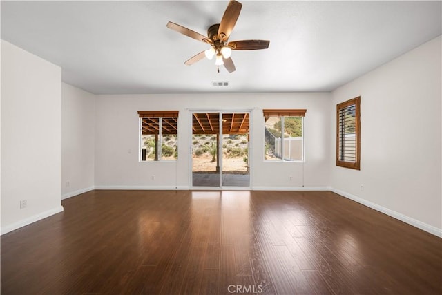28677 Sunridge Ct, Menifee, CA 92584 - spare room featuring ceiling fan and wood finished floors