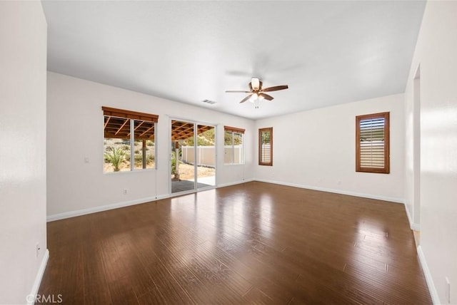 28677 Sunridge Ct, Menifee, CA 92584 - unfurnished room featuring a ceiling fan, plenty of natural light, and wood finished floors