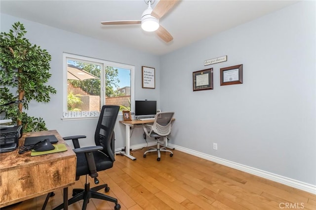 23235 Redbud Ridge Cir, Valencia, CA 91354 - office featuring light wood-style flooring and a ceiling fan