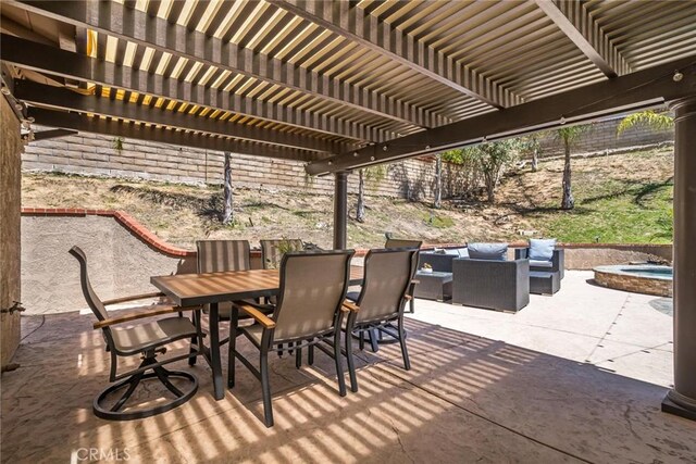 23235 Redbud Ridge Cir, Valencia, CA 91354 - view of patio / terrace featuring outdoor dining area and a pergola