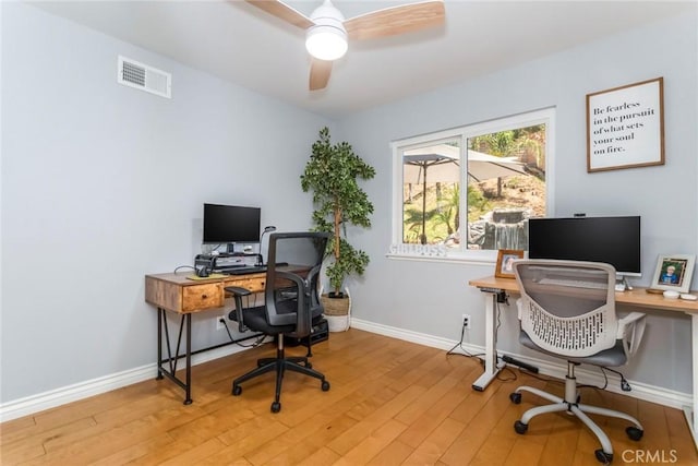 23235 Redbud Ridge Cir, Valencia, CA 91354 - office with wood finished floors and a ceiling fan