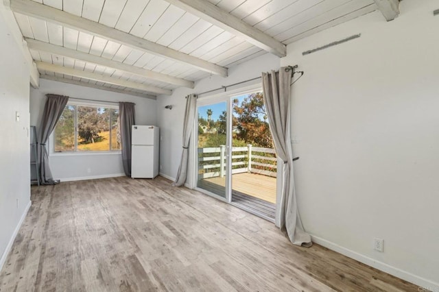 6737 San Miguel Ave, Lemon Grove, CA 91945 - unfurnished room featuring wood finished floors and a wooden ceiling with exposed beams