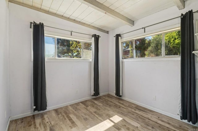 6737 San Miguel Ave, Lemon Grove, CA 91945 - empty room featuring a wooden ceiling with exposed beams and wood finished floors