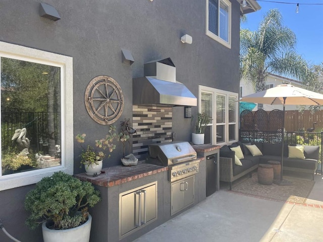 1467 Belmont Park Rd, Oceanside, CA 92057 - view of patio featuring exterior kitchen and an outdoor hangout area