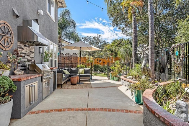 1467 Belmont Park Rd, Oceanside, CA 92057 - view of patio / terrace featuring an outdoor kitchen and an outdoor living space