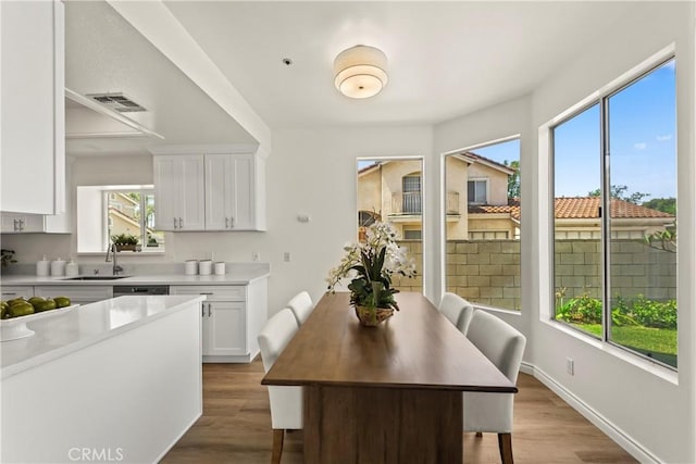 5255 La Madera Ave, El Monte, CA 91732 - kitchen with plenty of natural light, white cabinets, wood finished floors, and light countertops