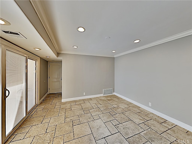 2030 Kingsbridge Way, Oxnard, CA 93035 - unfurnished bedroom featuring ornamental molding, recessed lighting, and stone tile floors