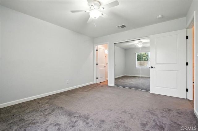25796 Olivas Park Rd, Valencia, CA 91355 - unfurnished bedroom with carpet floors, ceiling fan, and a closet