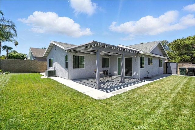 25796 Olivas Park Rd, Valencia, CA 91355 - back of property featuring a pergola, stucco siding, and a patio