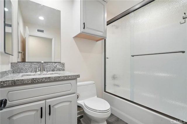 25796 Olivas Park Rd, Valencia, CA 91355 - bathroom featuring bath / shower combo with glass door and vanity