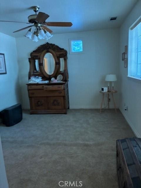32079 Fern Dr, Running Springs, CA 92382 - carpeted bedroom with ceiling fan