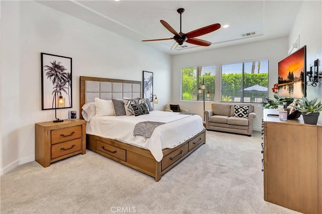 48692 Pear St, Indio, CA 92201 - bedroom with light colored carpet, a ceiling fan, and recessed lighting