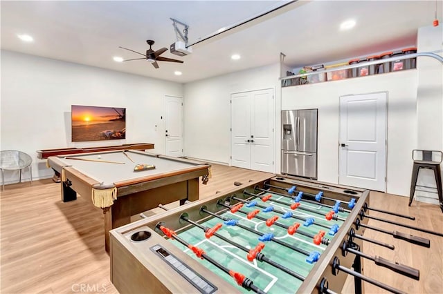 48692 Pear St, Indio, CA 92201 - game room with a ceiling fan, light wood-style floors, recessed lighting, and billiards table