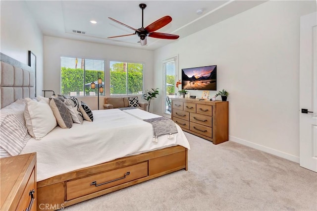 48692 Pear St, Indio, CA 92201 - bedroom featuring light colored carpet, ceiling fan, and recessed lighting
