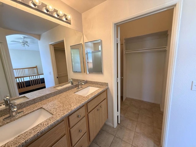 1111 Magellan Way, Chula Vista, CA 91910 - full bathroom featuring double vanity, tile patterned flooring, and ceiling fan