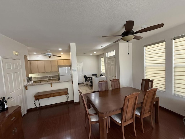1111 Magellan Way, Chula Vista, CA 91910 - dining space featuring ceiling fan, recessed lighting, dark wood-style flooring, and a desk