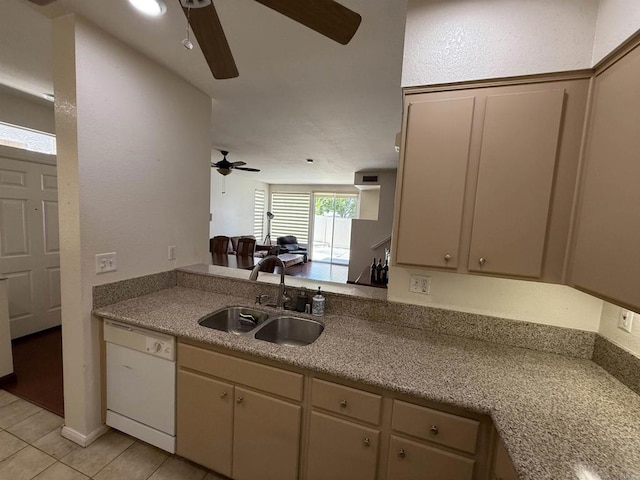 1111 Magellan Way, Chula Vista, CA 91910 - kitchen with dishwasher, ceiling fan, and light tile patterned floors