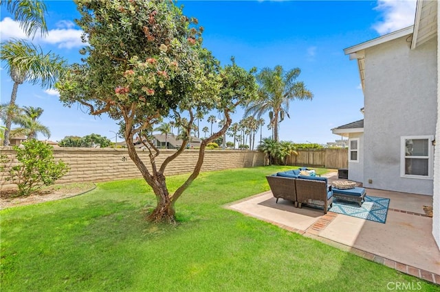 18202 Foss Ln, Huntington Beach, CA 92648 - fenced backyard featuring an outdoor living space and a patio