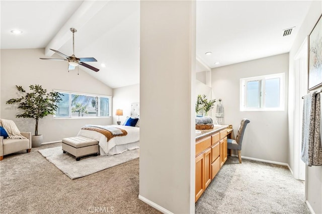 18202 Foss Ln, Huntington Beach, CA 92648 - bedroom featuring light colored carpet, ceiling fan, and recessed lighting