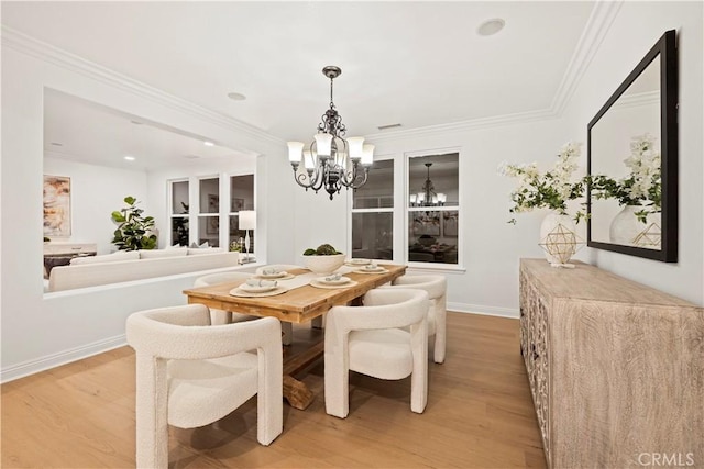 20100 Livorno Ln, Yorba Linda, CA 92886 - dining room with a chandelier, light wood-style floors, recessed lighting, and crown molding