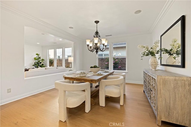 20100 Livorno Ln, Yorba Linda, CA 92886 - dining room with a chandelier, light wood-style floors, ornamental molding, and recessed lighting
