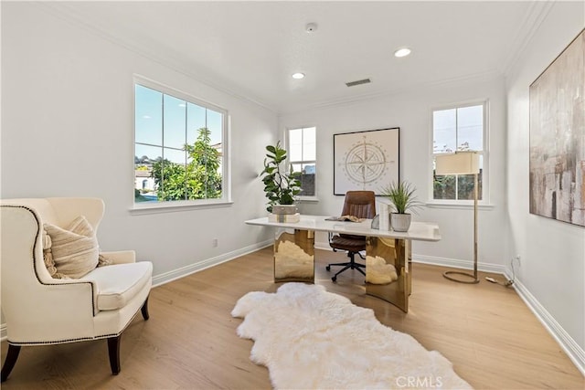 20100 Livorno Ln, Yorba Linda, CA 92886 - home office featuring ornamental molding, light wood finished floors, and recessed lighting