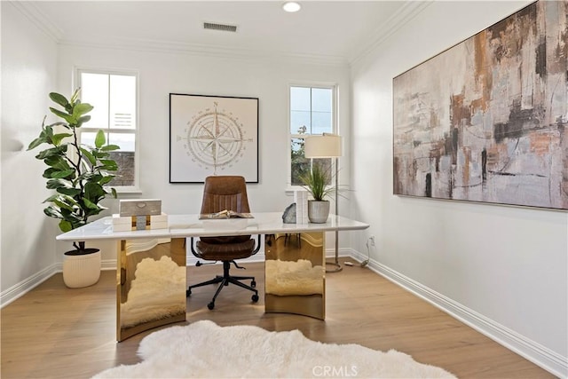 20100 Livorno Ln, Yorba Linda, CA 92886 - office featuring crown molding, light wood-type flooring, and recessed lighting