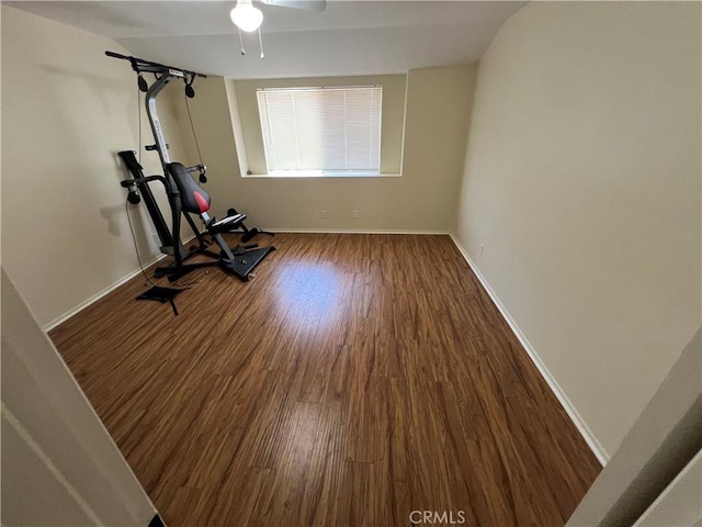 43216 San Miguel Way, Hemet, CA 92544 - exercise room with wood finished floors and ceiling fan