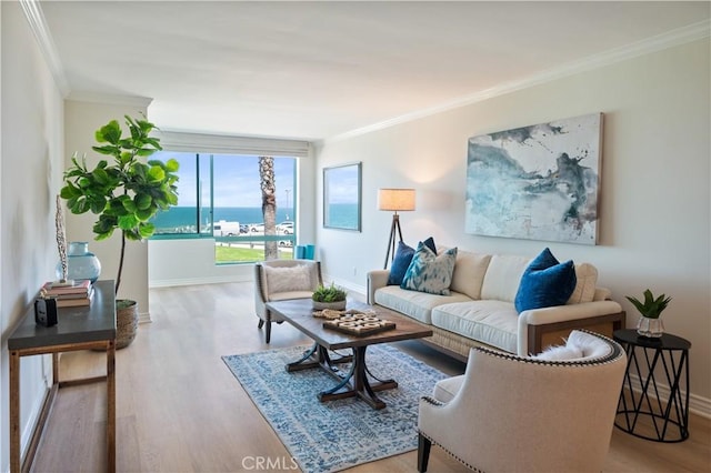 201 Calle Miramar Unit 8, Redondo Beach, CA 90277 - living room with ornamental molding and wood finished floors