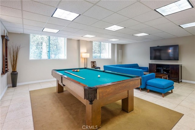 201 Calle Miramar Unit 8, Redondo Beach, CA 90277 - rec room with light tile patterned floors, billiards, and a drop ceiling