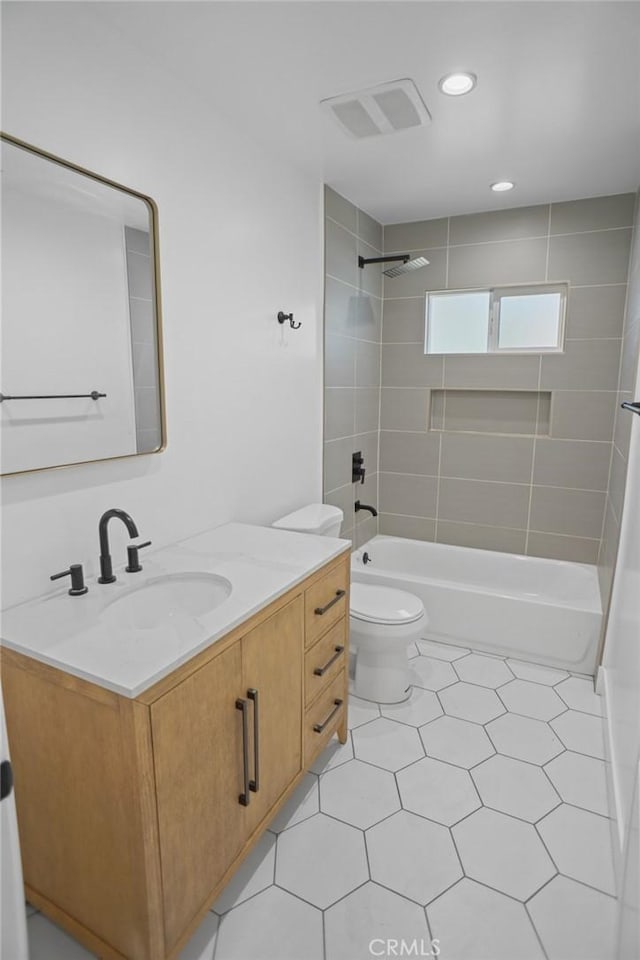 3123 Hyde Park Blvd, Los Angeles, CA 90043 - bathroom with vanity, shower / washtub combination, and recessed lighting