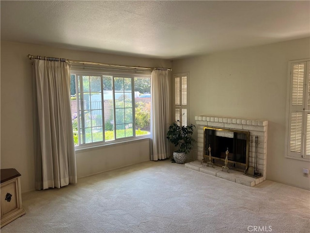 296 E 19th St, Costa Mesa, CA 92627 - living room with carpet floors and a brick fireplace