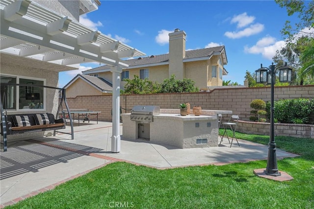 21212 Valleyview Dr, Walnut, CA 91789 - view of patio / terrace featuring an outdoor kitchen and a pergola