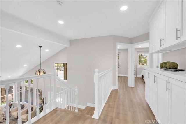 21212 Valleyview Dr, Walnut, CA 91789 - corridor featuring an upstairs landing, light wood-type flooring, and recessed lighting
