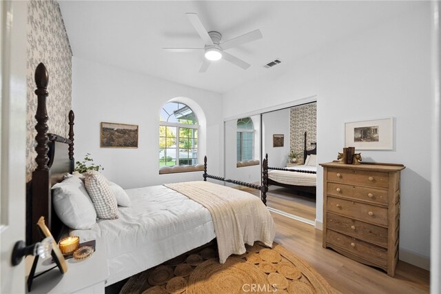 42333 Casa Verde, Temecula, CA 92592 - bedroom with light wood finished floors and ceiling fan