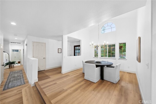 42333 Casa Verde, Temecula, CA 92592 - unfurnished dining area featuring a chandelier, light wood finished floors, and recessed lighting