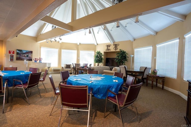 28328 Via Bandita, Menifee, CA 92585 - carpeted dining space featuring rail lighting