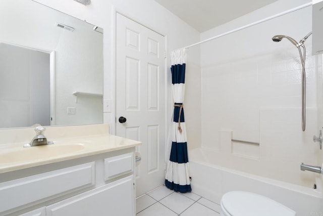 28328 Via Bandita, Menifee, CA 92585 - full bath with tile patterned floors, vanity, and shower / bath combo with shower curtain