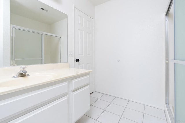 28328 Via Bandita, Menifee, CA 92585 - full bath featuring vanity, a stall shower, and tile patterned floors