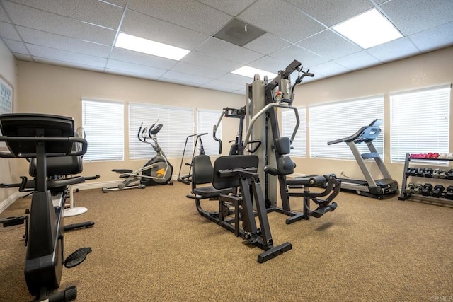 28328 Via Bandita, Menifee, CA 92585 - exercise room featuring a drop ceiling and healthy amount of natural light