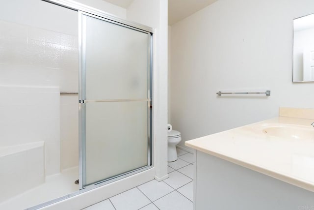 28328 Via Bandita, Menifee, CA 92585 - bathroom with vanity, a stall shower, and tile patterned flooring