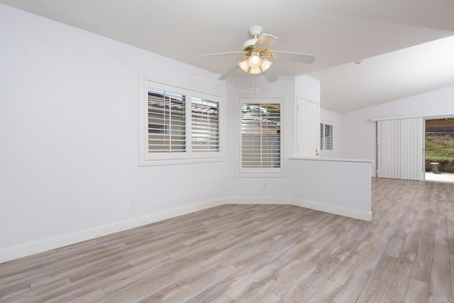 28328 Via Bandita, Menifee, CA 92585 - unfurnished room with light wood finished floors, ceiling fan, and lofted ceiling