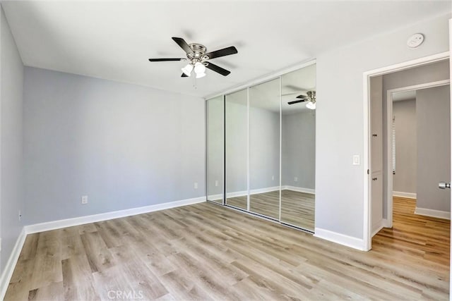 3810 Adams St, Lake Elsinore, CA 92530 - unfurnished bedroom featuring light wood-type flooring, a closet, and a ceiling fan
