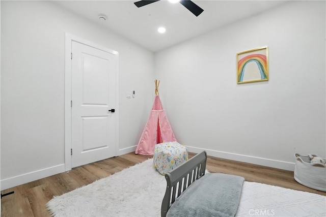 14581460 W 80th St, Los Angeles, CA 90047 - bedroom with wood finished floors, ceiling fan, and recessed lighting