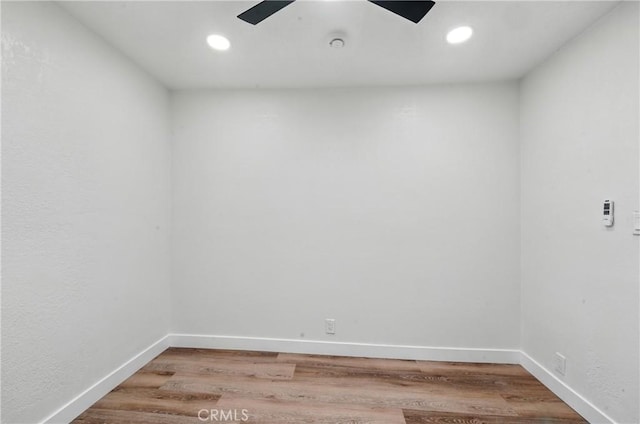 14581460 W 80th St, Los Angeles, CA 90047 - unfurnished room with light wood-style flooring, recessed lighting, and a ceiling fan