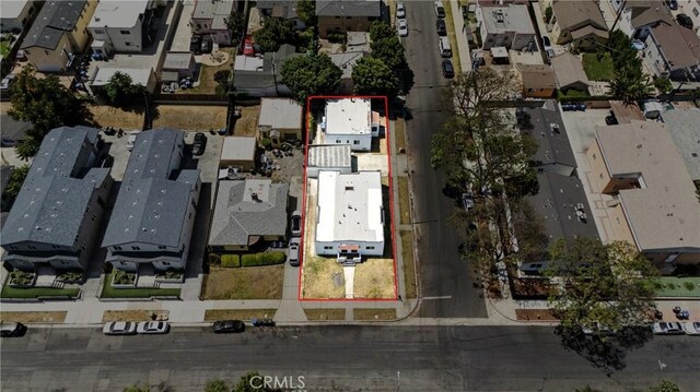 14581460 W 80th St, Los Angeles, CA 90047 - aerial perspective of suburban area featuring property boundaries highlighted