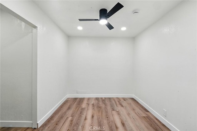 14581460 W 80th St, Los Angeles, CA 90047 - unfurnished room featuring a smoke detector, light wood-style floors, ceiling fan, and recessed lighting
