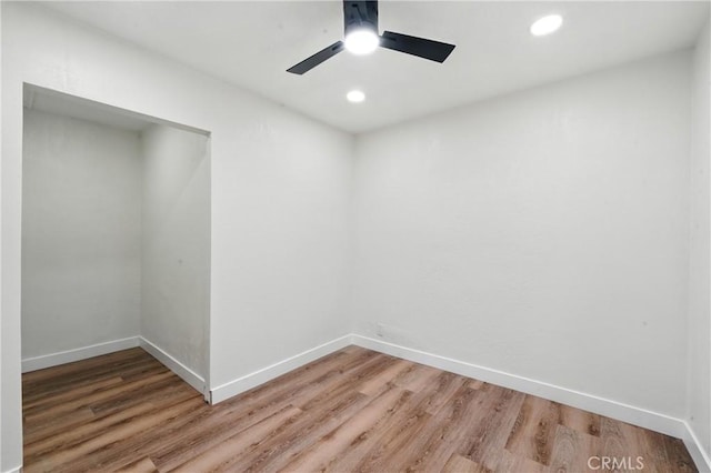 14581460 W 80th St, Los Angeles, CA 90047 - spare room featuring a ceiling fan, light wood-style flooring, and recessed lighting