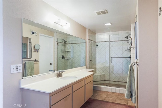 14772 Forrest Ln, Westminster, CA 92683 - bathroom featuring vanity, a shower stall, and tile patterned flooring